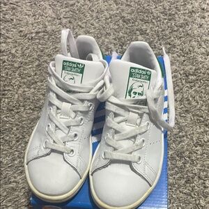 Adidas Kids Stan Smith White and Green Sneakers (Super Star 1)